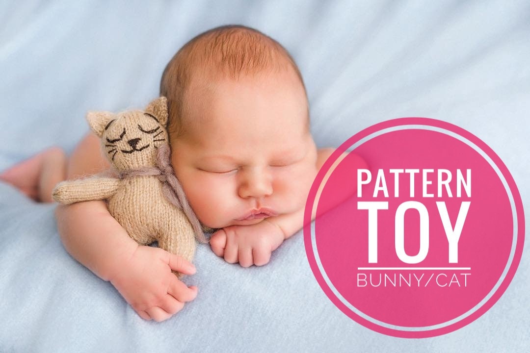 Knitted Cat and Bunny Toy Pattern: Flat or Round (PDF)