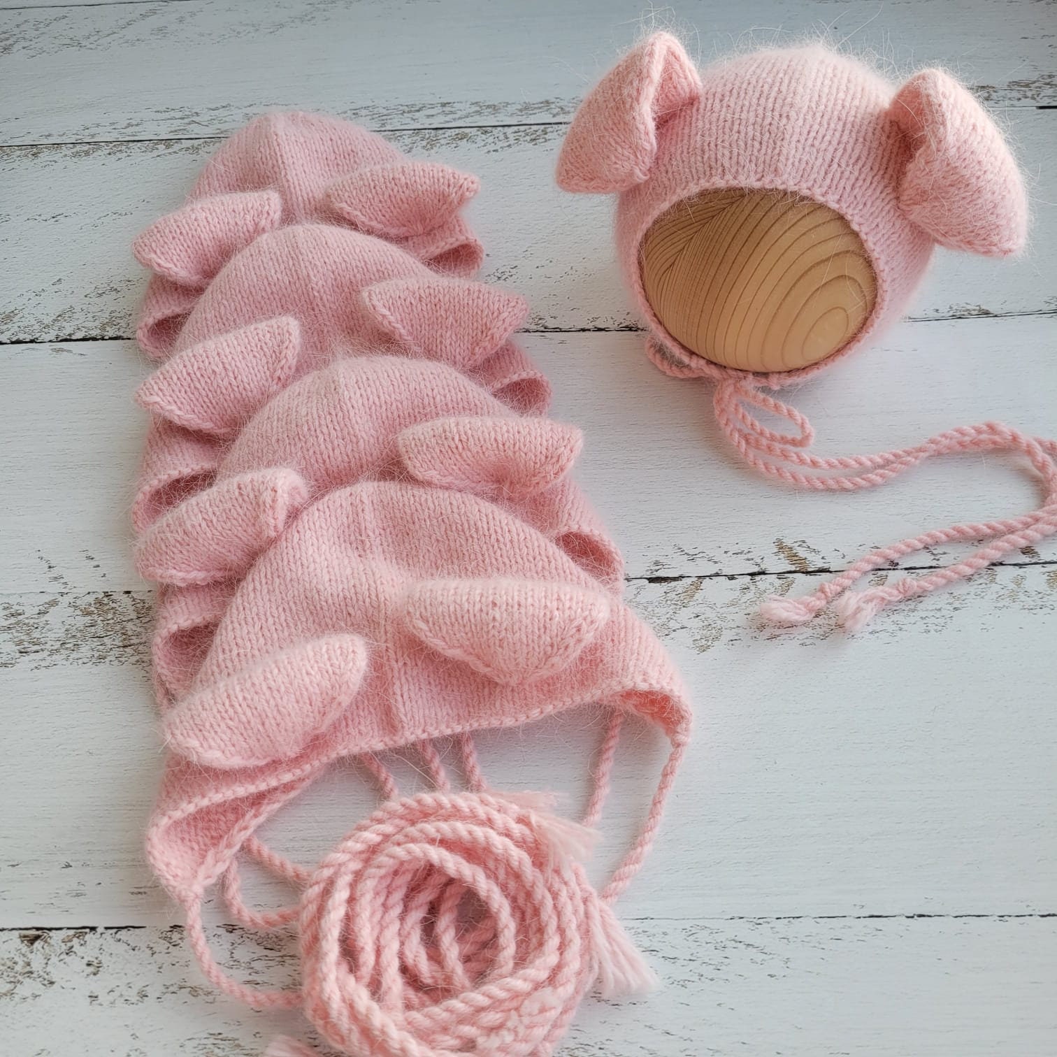 3-in-1 Animal Newborn Knitting Bonnet Pattern: Pig, Bat, Bear (PDF) - Image 5