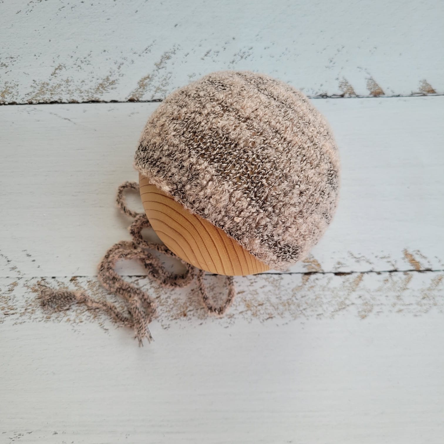Newborn Knitted Wrap annd Bonnet, Boy girl photo props. Textured boucle wraps - Image 7