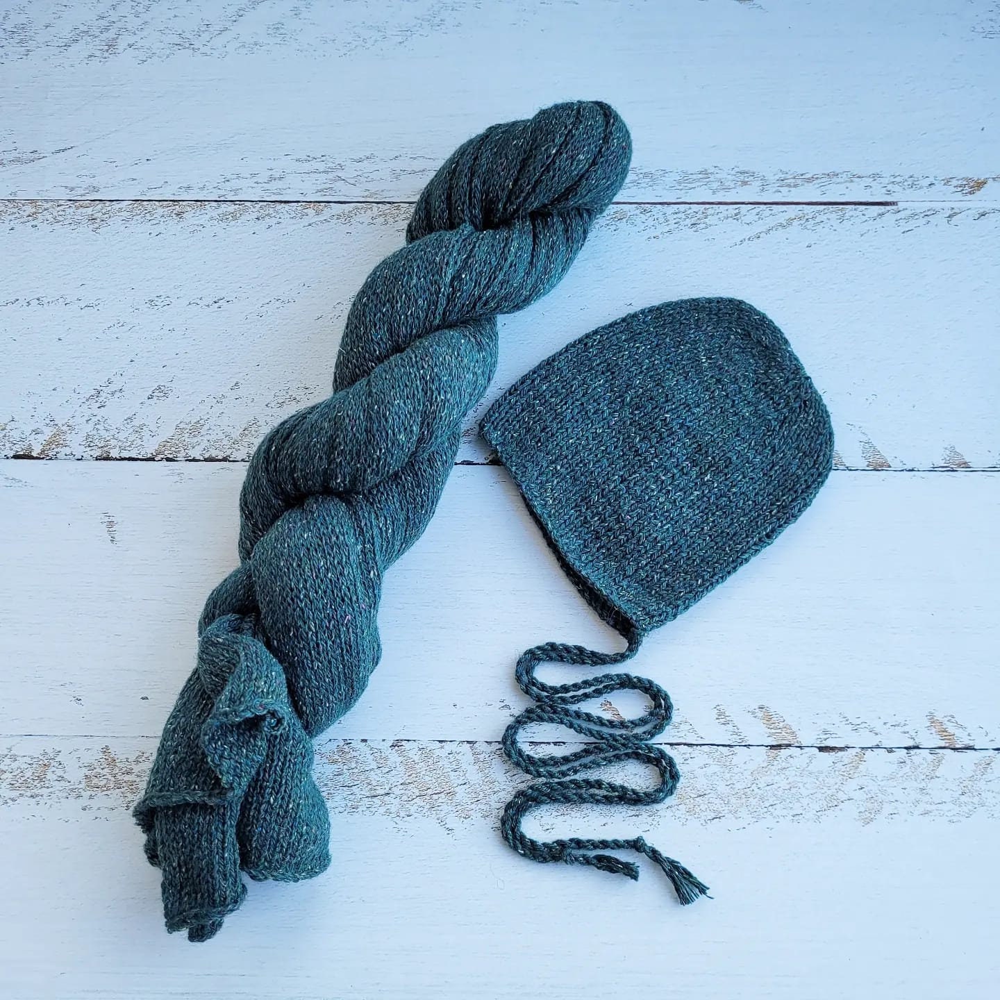Newborn Knitted Wrap annd Bonnet, Boy girl photo props, Tweed wraps - Image 10