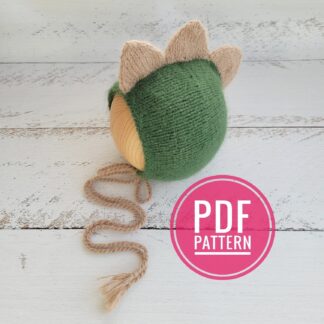 Dinosaur Knitting Bonnet Pattern: Newborn Dragon Hat (PDF Pattern)