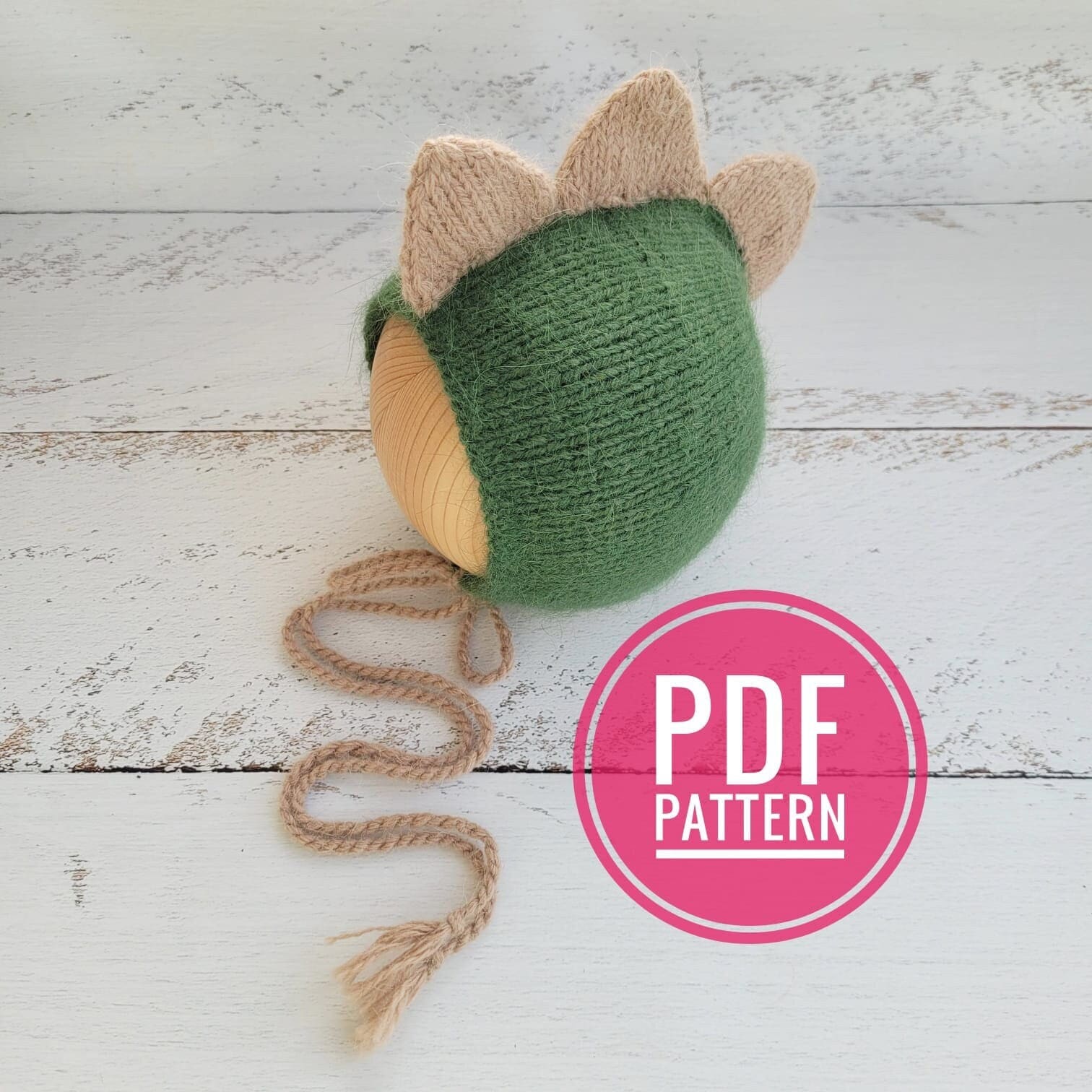 Dinosaur Knitting Bonnet Pattern: Newborn Dragon Hat (PDF Pattern)