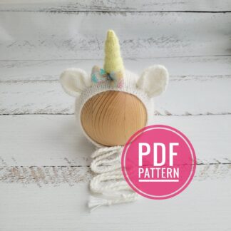 Unicorn Knitting Bonnet Pattern: Newborn Animal Hat (PDF Pattern)