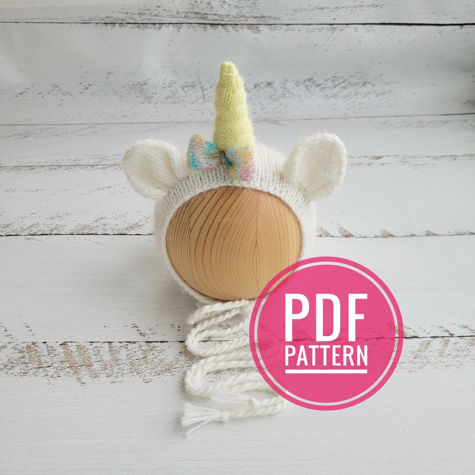 Unicorn Knitting Bonnet Pattern: Newborn Animal Hat (PDF Pattern)