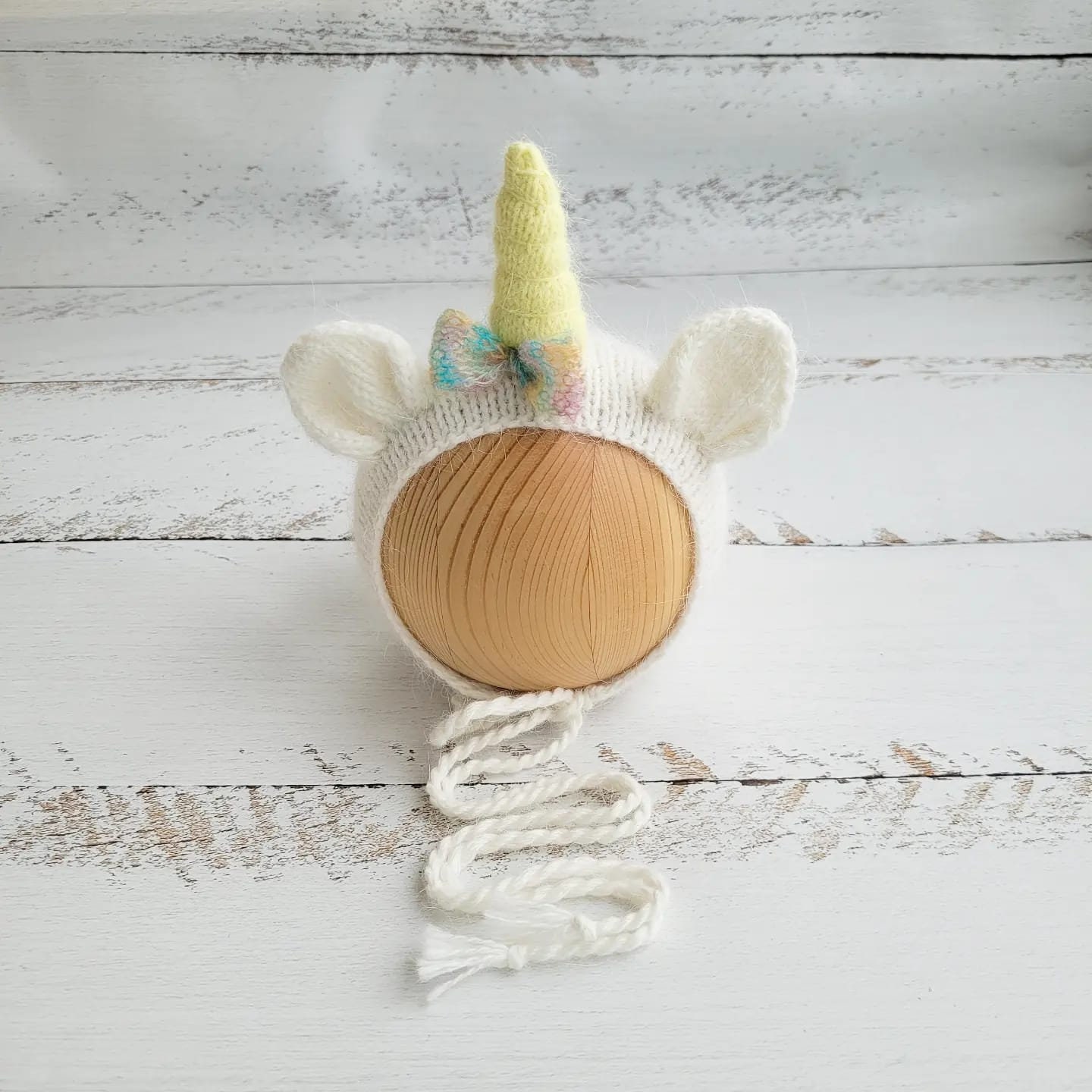 Unicorn bonnet, romper, wrap, toy. Rainbow outfit. Newborn photo props - Image 5