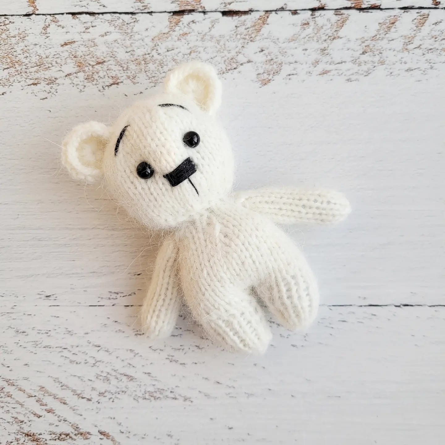 white Teddy Bear bonnet, romper, wrap, toy. Polar bear outfit. Newborn photo props - Image 7