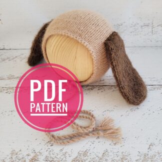 Puppy Newborn Knitting Bonnet Pattern: Animal Hat (PDF Pattern)