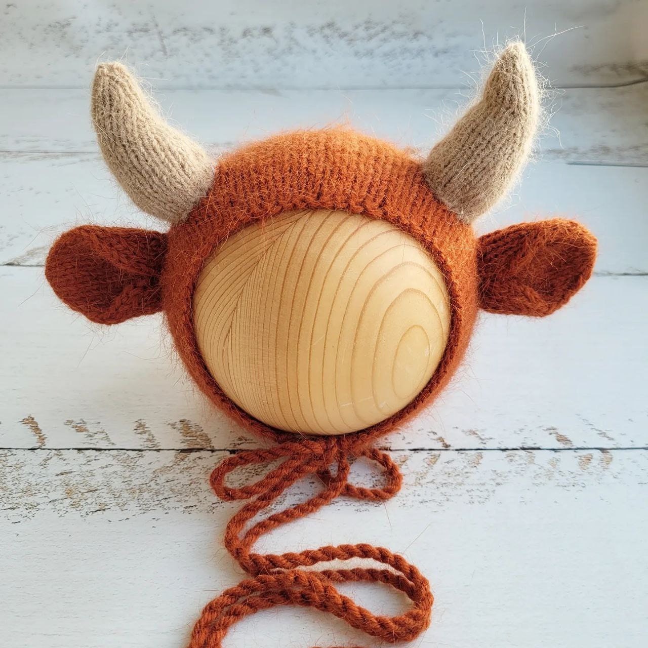 Newborn Cow Photo Prop Set: Knit Bonnet, Romper, Wrap & Toy - Image 3