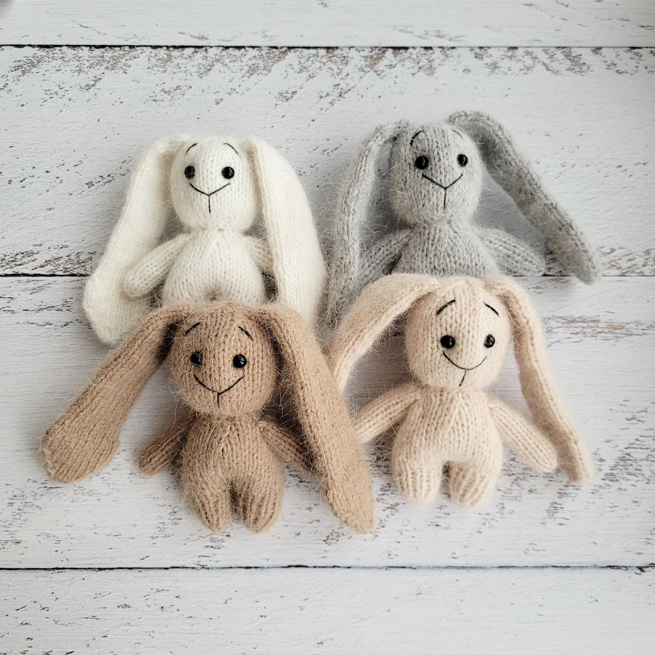 Tiny knitted bunnies. Stuffed toy. Newborn photo props. - Image 9