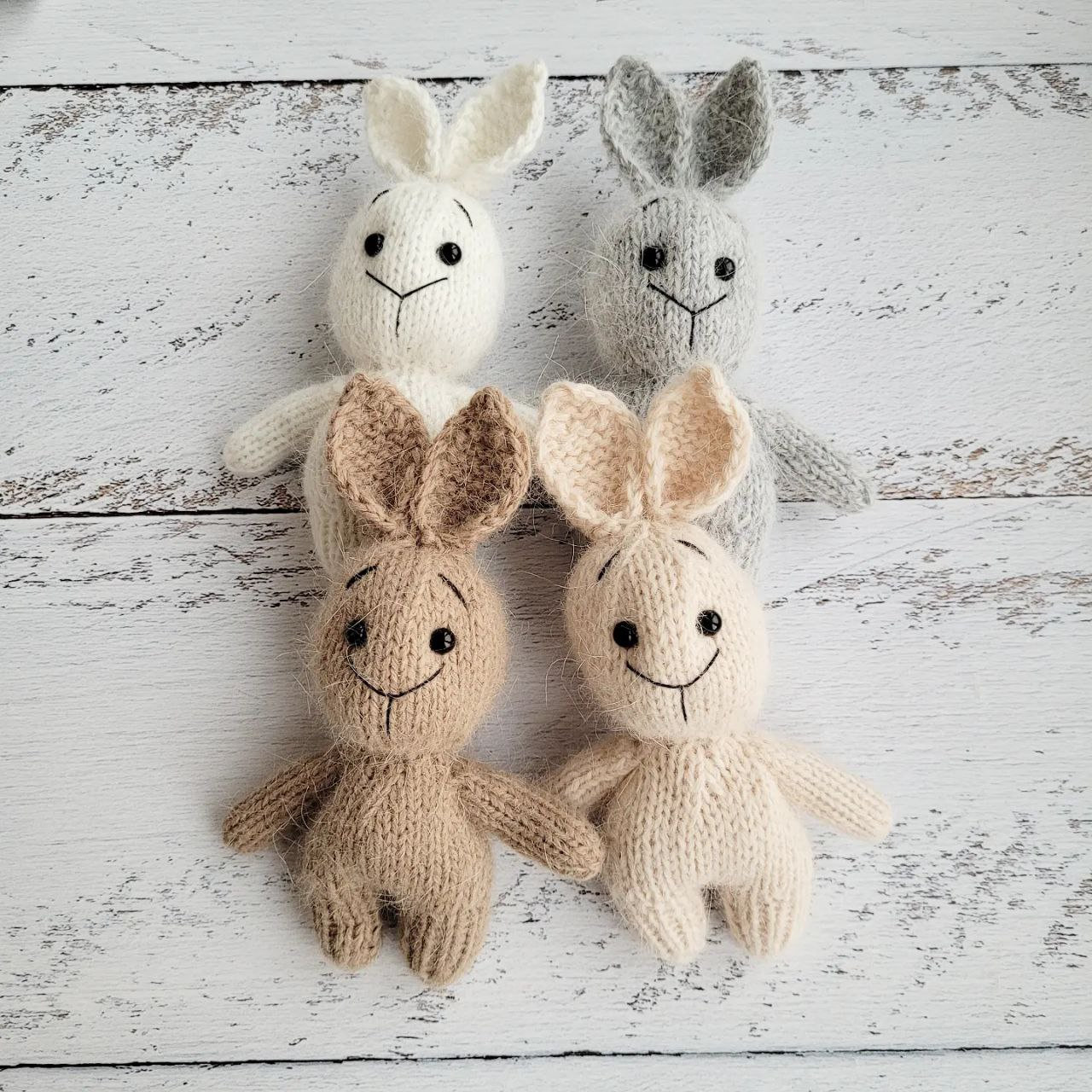 Tiny knitted bunnies. Stuffed toy. Newborn photo props. - Image 8
