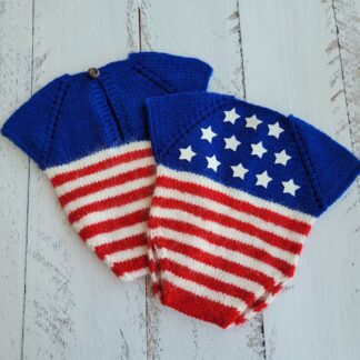 Hand-Knitted American Flag Romper: Newborn Photo Prop