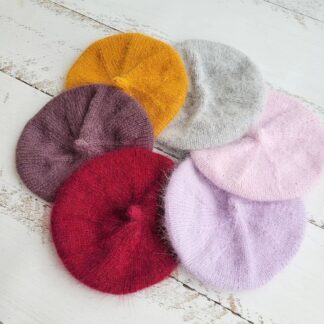 Fuzzy newborn bonnet beret, Newborn photo props.