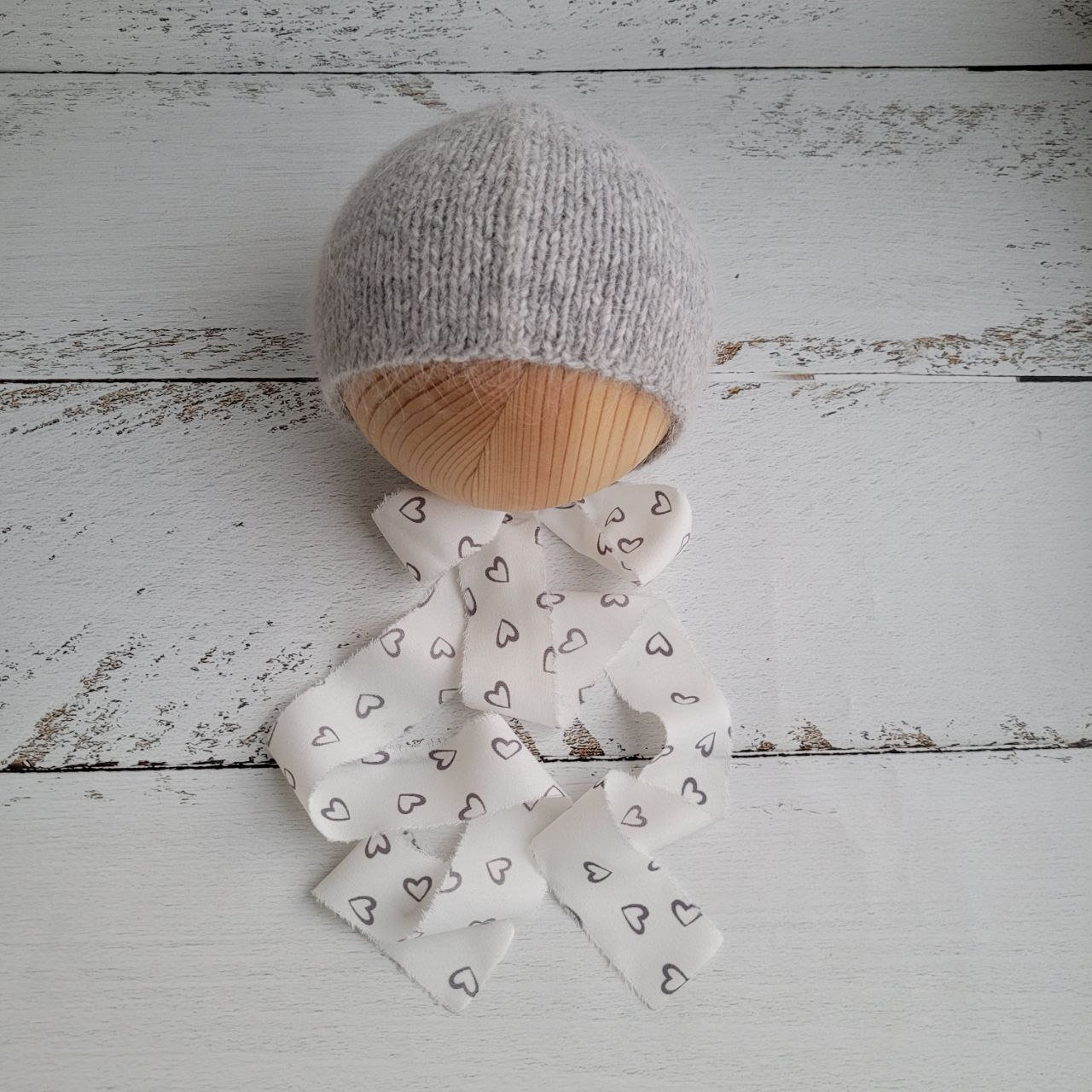 TWO COLORS! Rompers and Bonnet with ribbons hears. Newborn photo props. Valentine's Day - Image 5