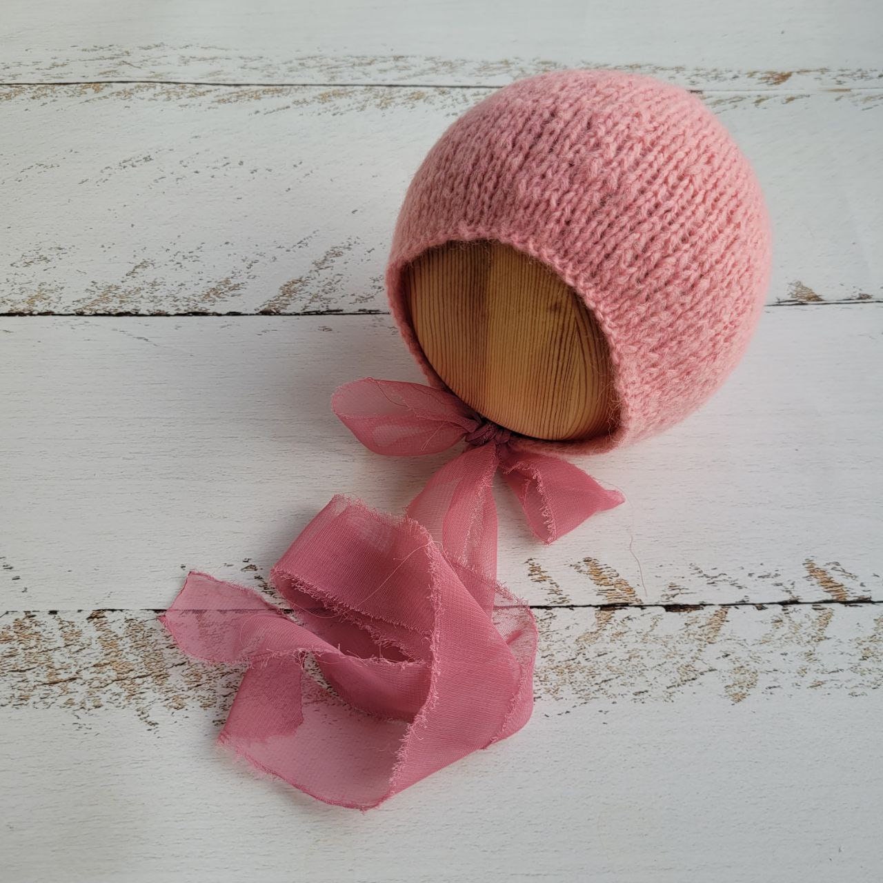 Very soft Newborn Knitted Wrap and Bonnet, Boy girl photo props - Image 3