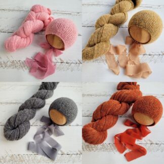 Very soft Newborn Knitted Wrap and Bonnet, Boy girl photo props