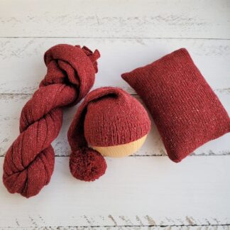 Red Wine tweed bonnet beads with romper, Newborn photo props.