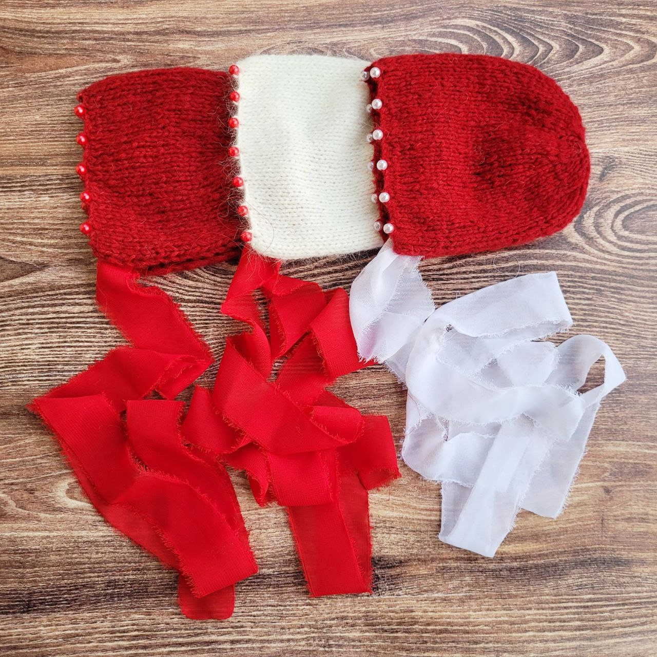 3 COLORS!!! Christmas newborn bonnet, Baby photo props.