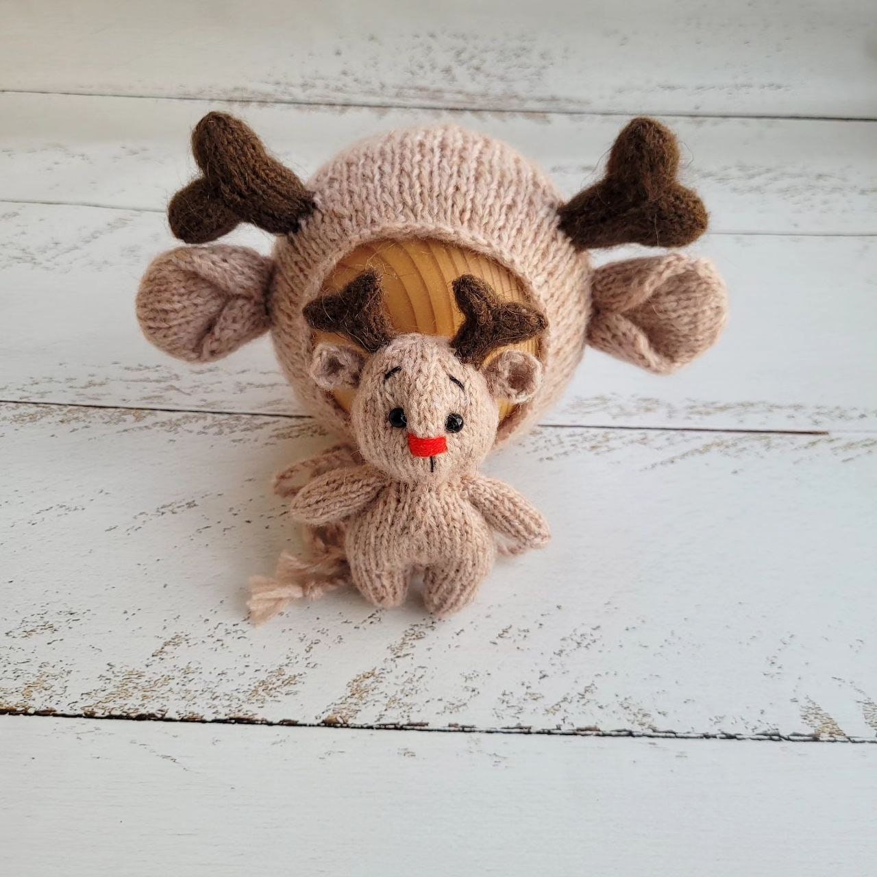 Newborn Deer outfit /bonnet, romper, scarf / Christmas Newborn photo props - Image 4