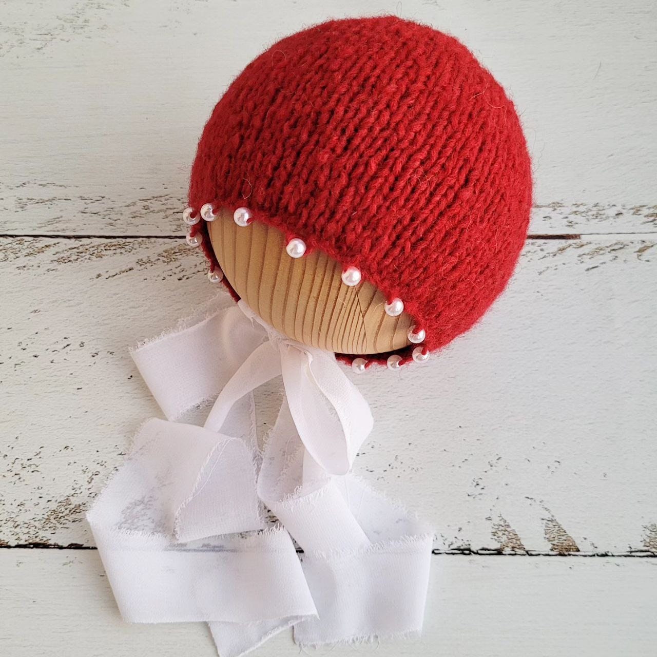 3 COLORS!!! Christmas newborn bonnet, Baby photo props. - Image 5