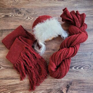 Red / White winter newborn bonnet, Baby photo props.