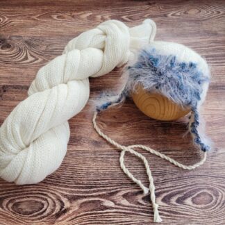 White winter newborn bonnet, Baby photo props.