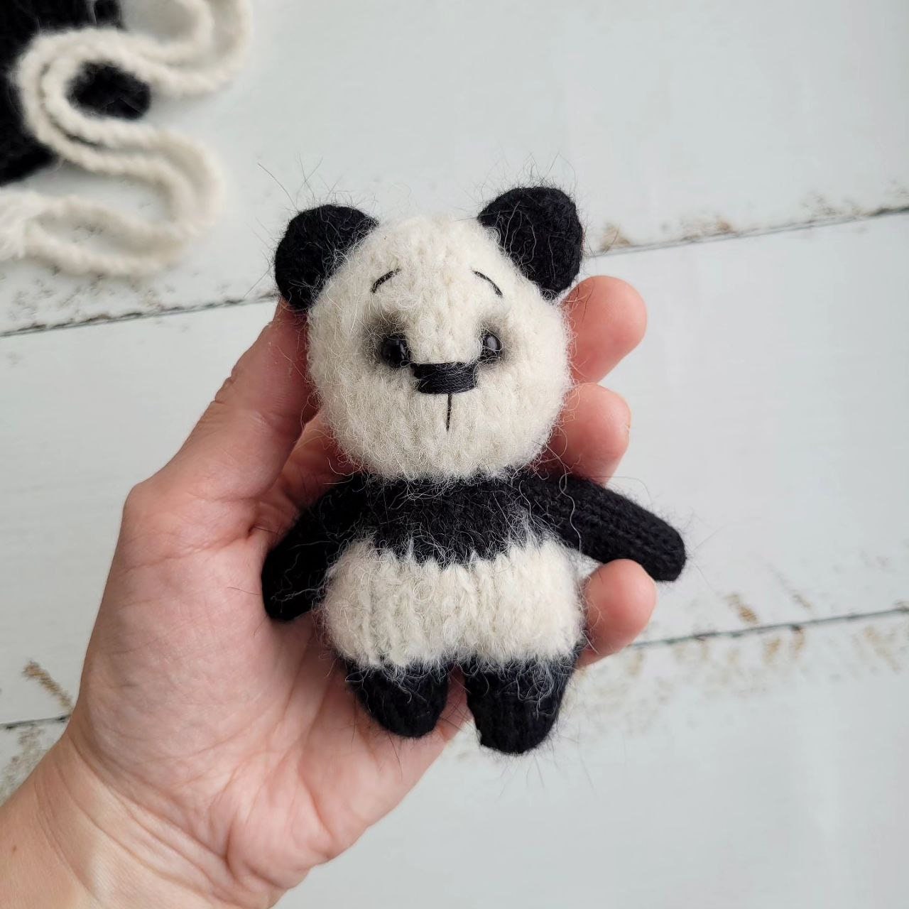 Panda bonnet, stuffed toy, romper, Newborn photo props - Image 3