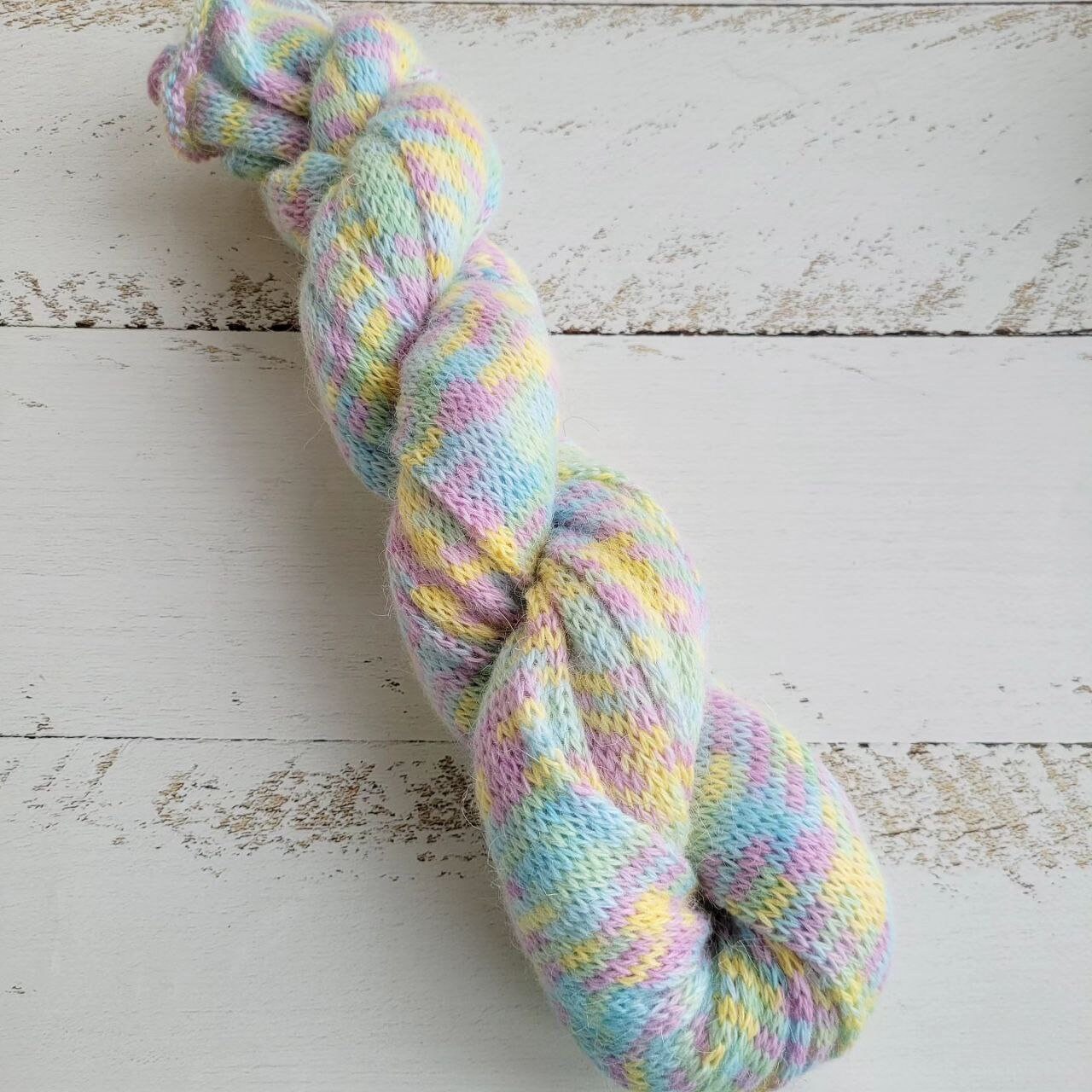 Rainbow Newborn Knitted Wrap and Bonnet, girl photo props - Image 3