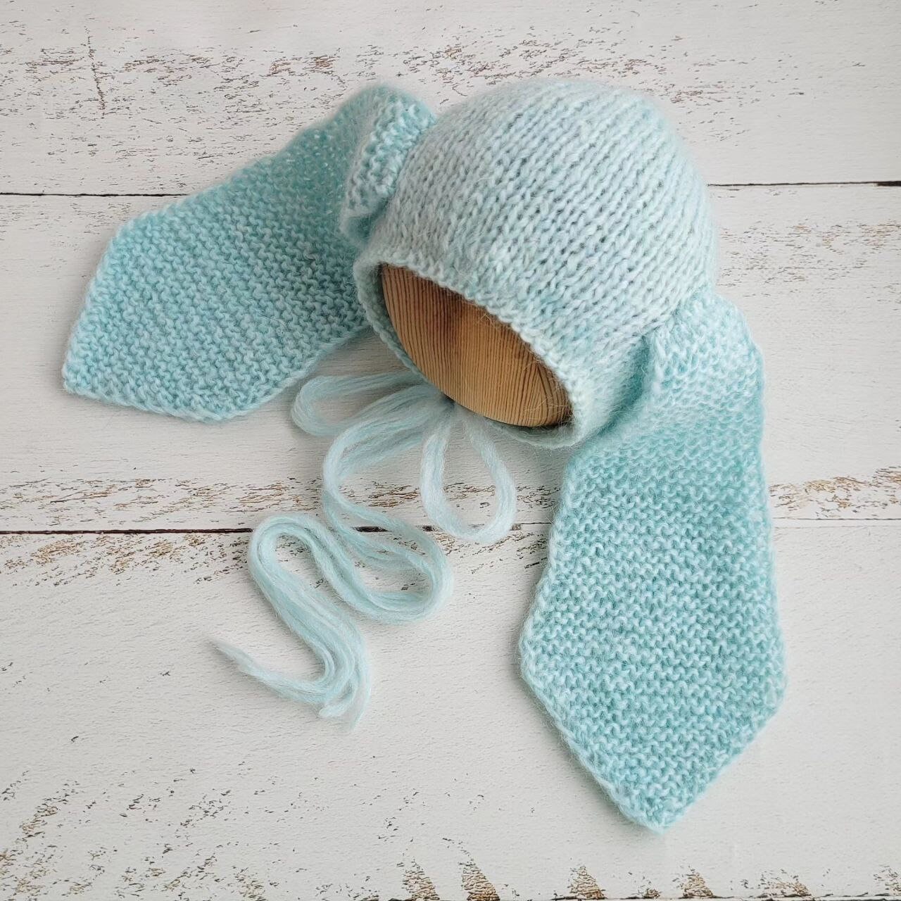 Knitted Bunny Bonnet: Newborn Photo Prop, Rabbit Outfit - Image 2
