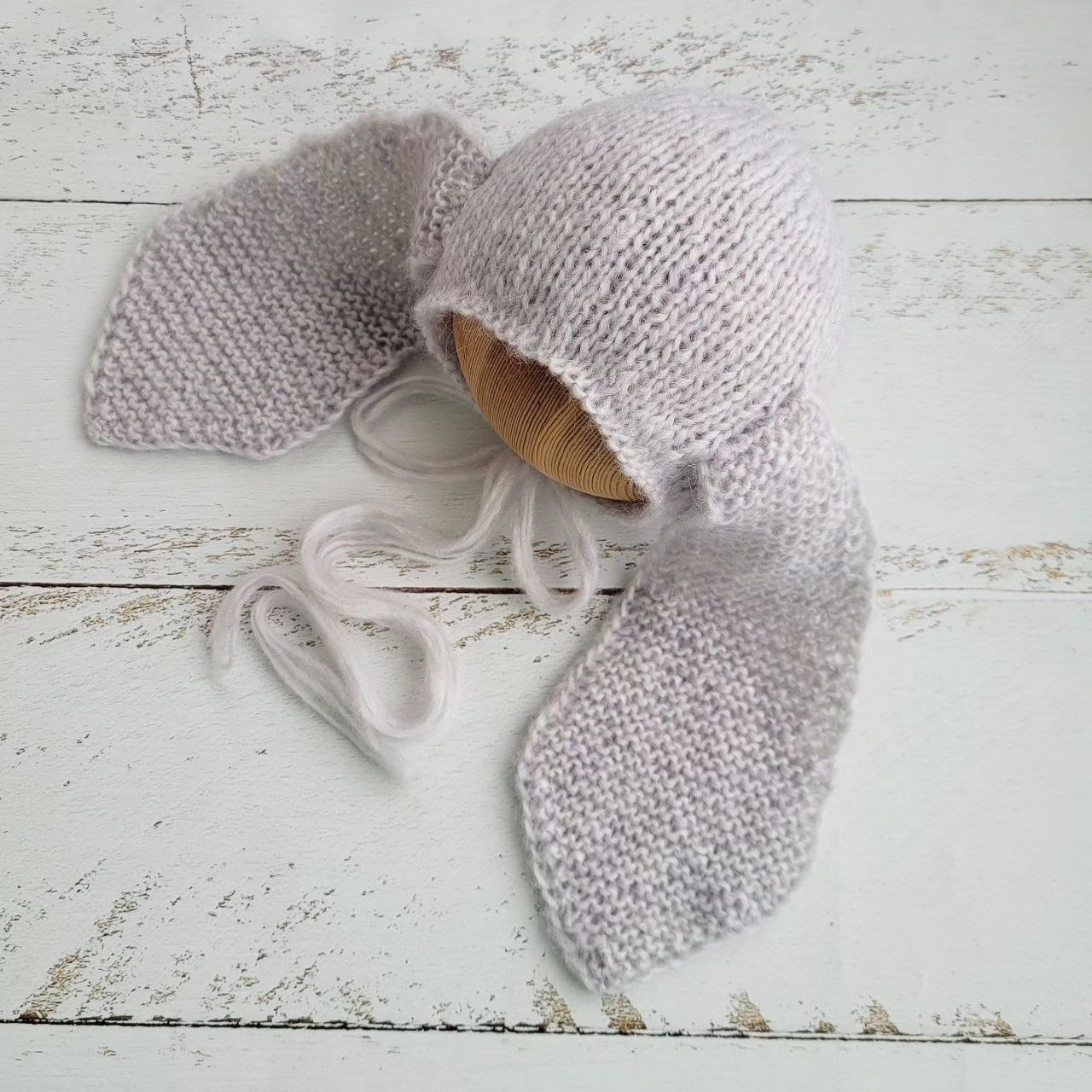 Knitted Bunny Bonnet: Newborn Photo Prop, Rabbit Outfit - Image 3