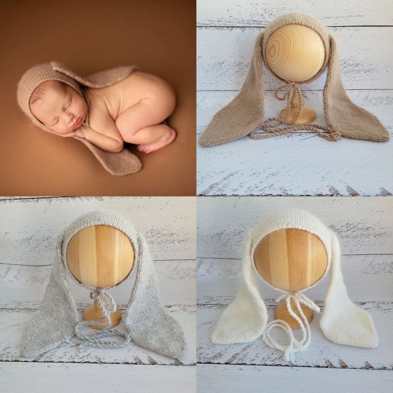 Knitted Bunny Bonnet: Newborn Photo Prop - Image 5