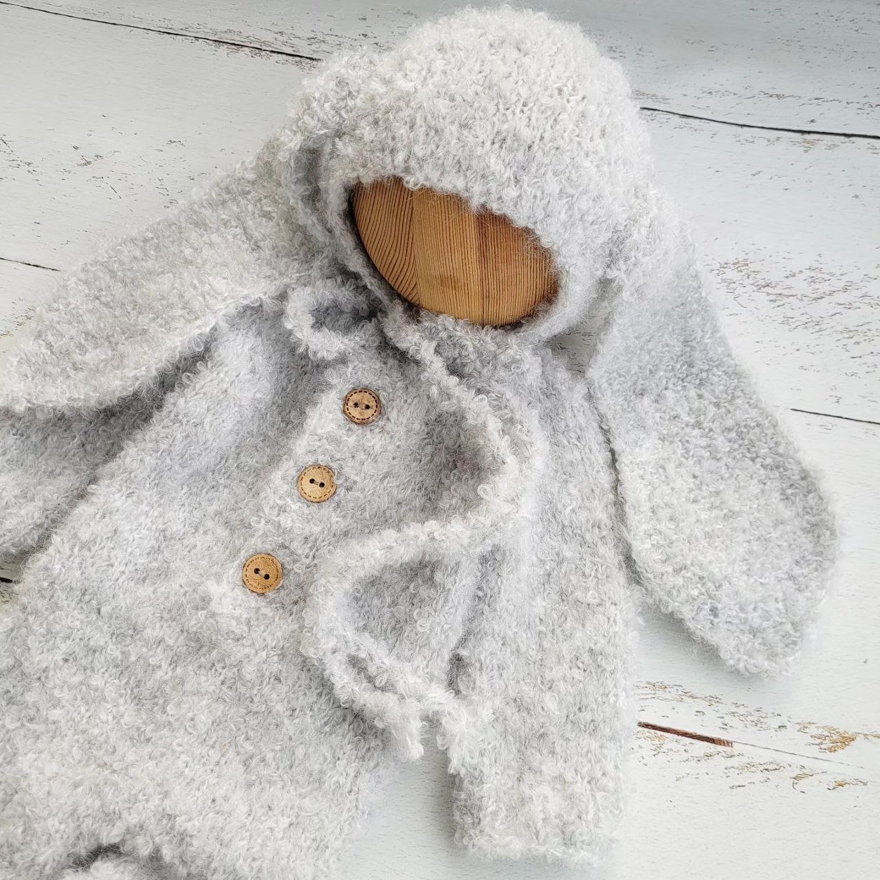 5 colors!!! Boucle Bunny bonnet, romper, Rabbit outfit/ Easter Newborn photo props - Image 4