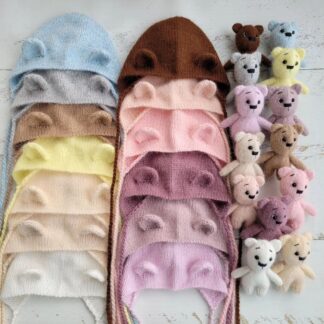 Fluffy Teddy Bear with hat / bear outfit / Newborn photo props