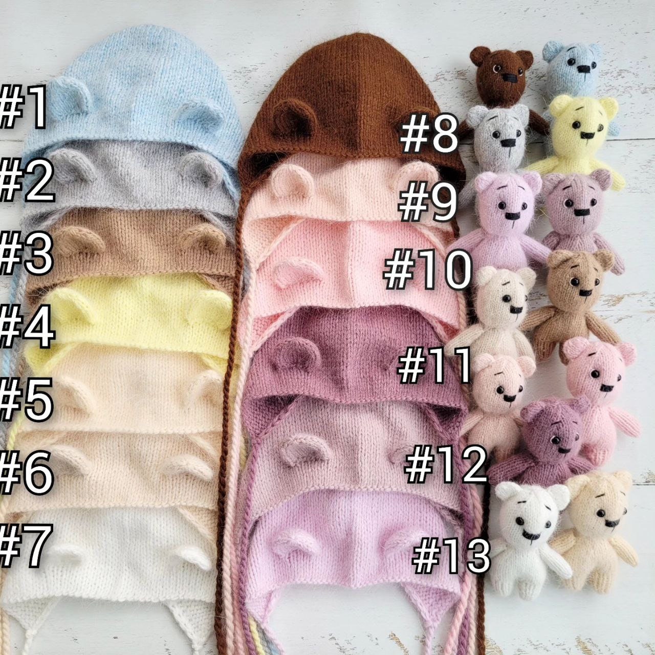 Fluffy Teddy Bear with hat / bear outfit / Newborn photo props - Image 2