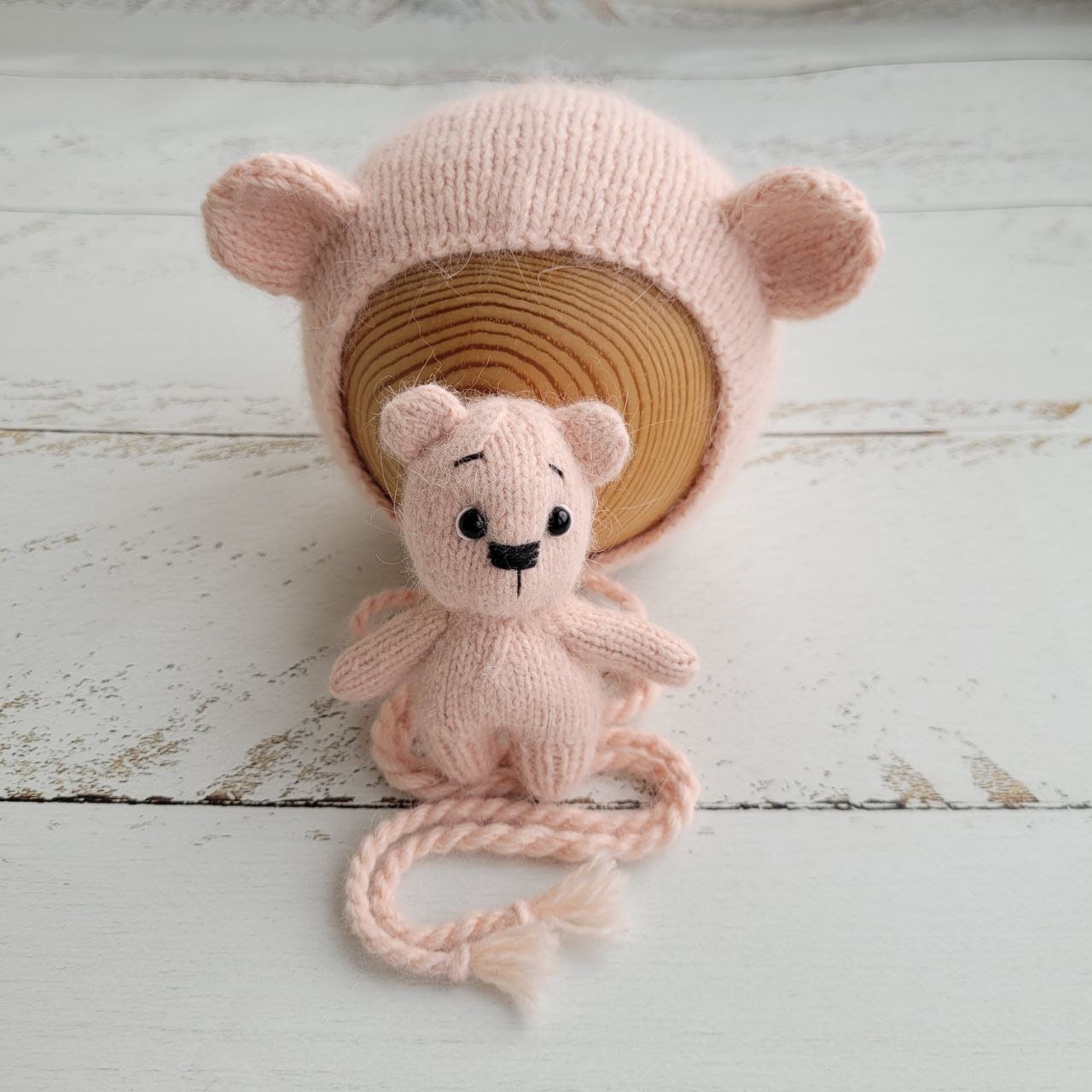 Fluffy Teddy Bear with hat / bear outfit / Newborn photo props - Image 6