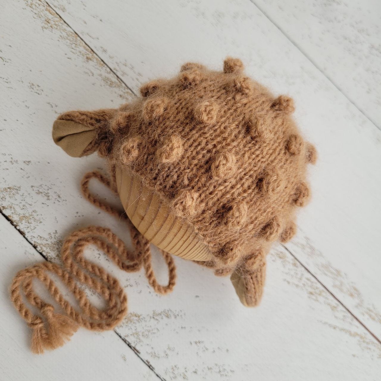 Knitted Sheep Bonnet, Newborn Photo Prop - Image 4