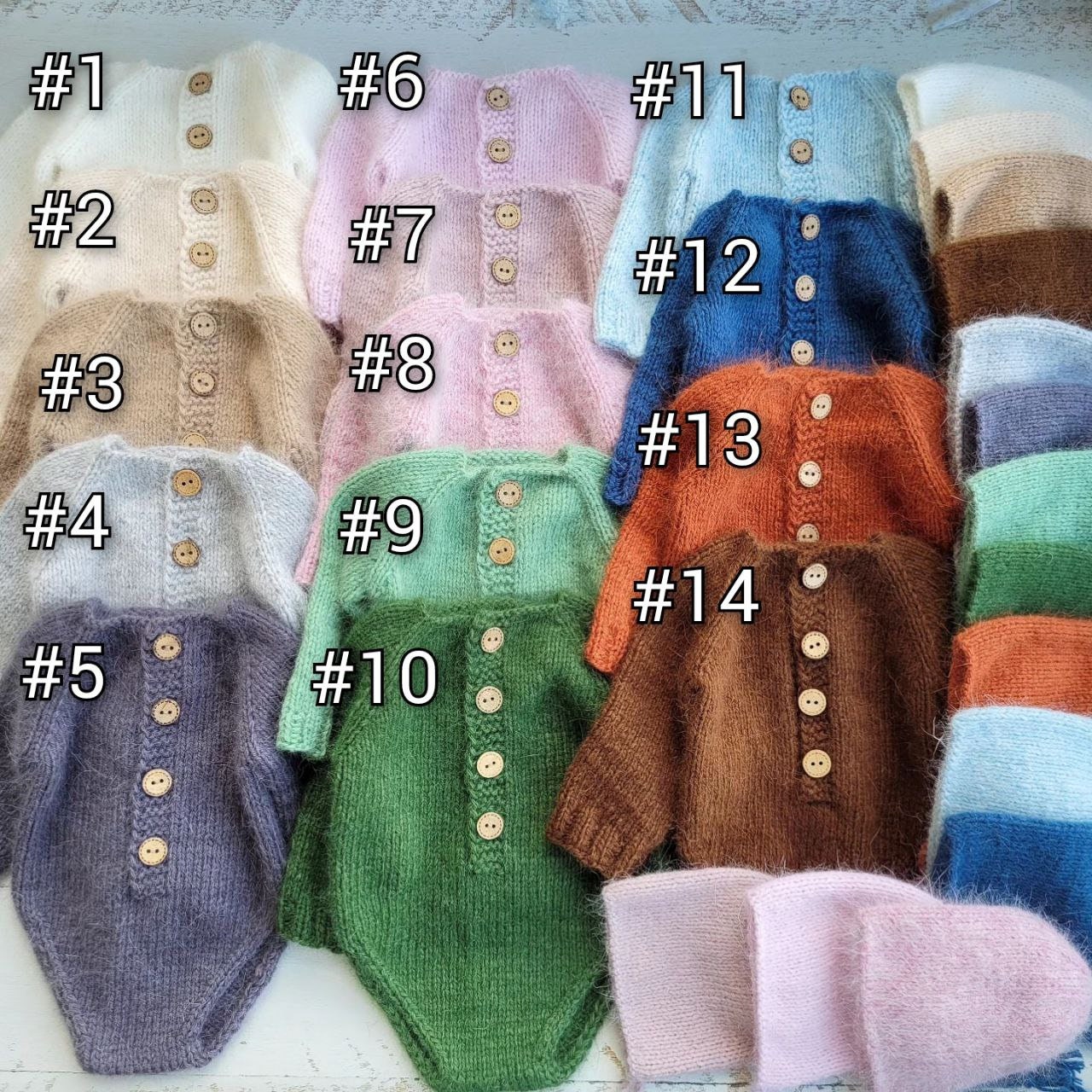 14 colors!!! Fluffy newborn romper with hat / Newborn photo props - Image 2