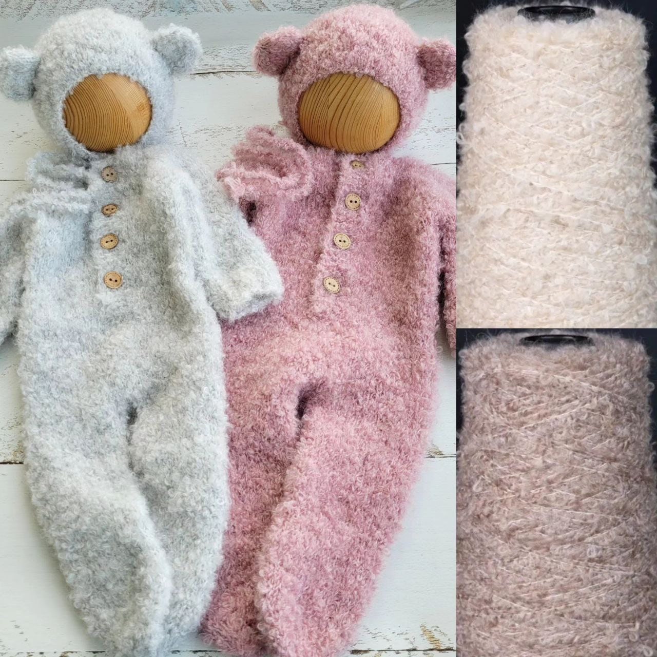 4 colors!!! Boucle Bear bonnet, romper, outfit/ Newborn photo props - Image 7