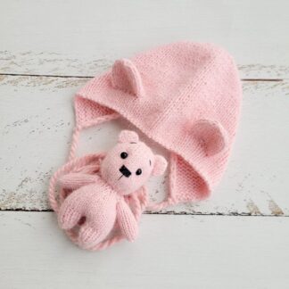 Pink Bear and Hat /Newborn photo props