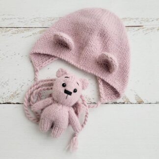 Dusty Pink Bear and Hat /Newborn photo props