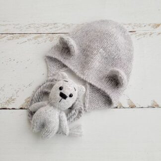 Light Grey Bear and Hat /Newborn photo props