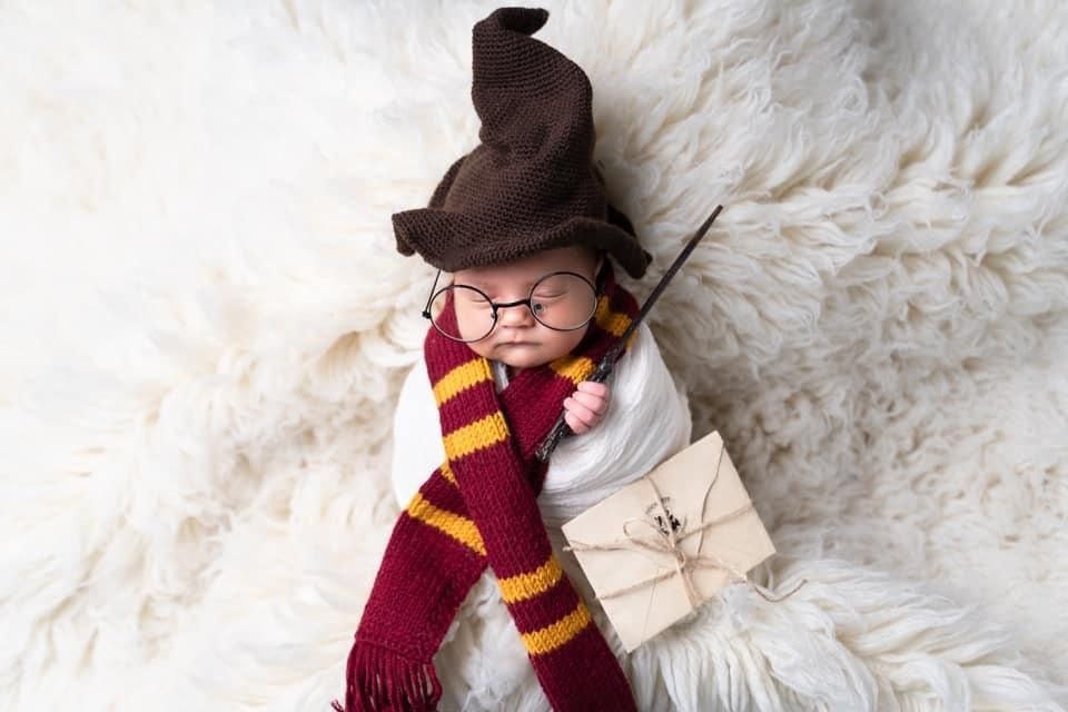 Wizard set HP/ Glasses, Letter, Magic Wand, Scarf and Hat. Newborn photo props - Image 4