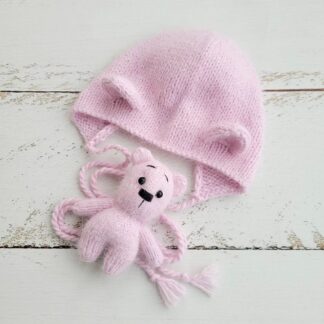 Pink Lilac Bear and Hat /Newborn photo props