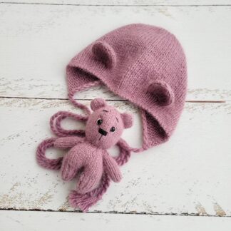 Mauve Bear and Hat /Newborn photo props