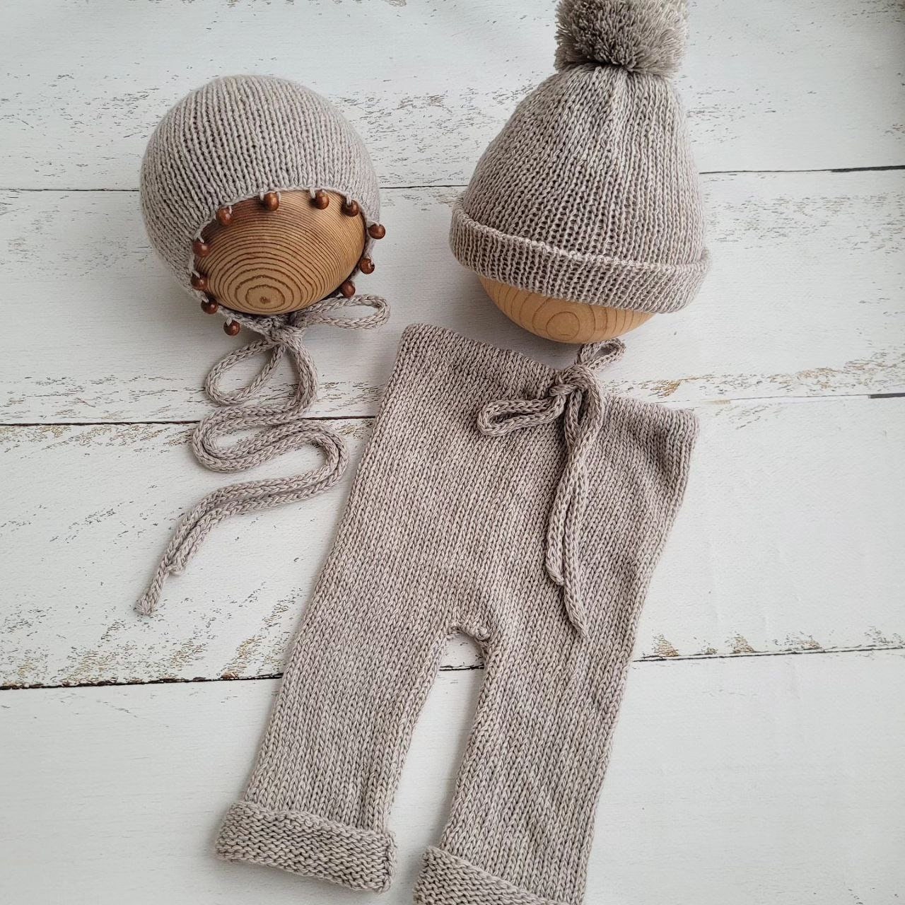 Soft bonnet, pants, wrap, Life style outfit/ Newborn photo props - Image 3