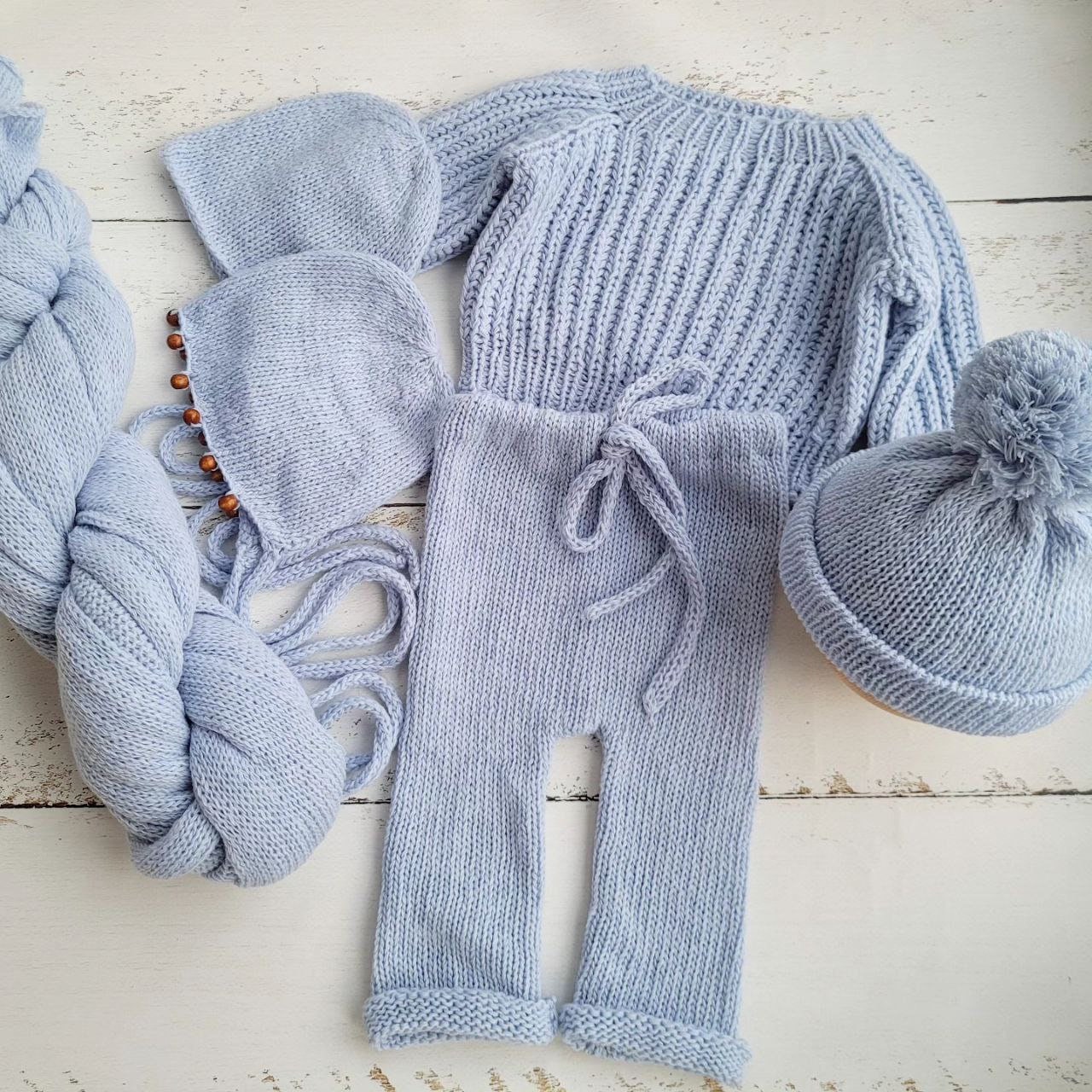 Soft bonnet, pants, wrap, Life style outfit/ Newborn photo props - Image 4