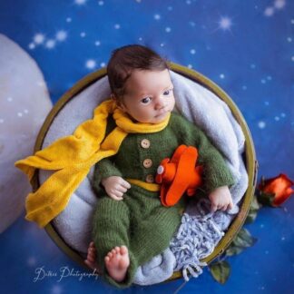 Green Romper with Yellow Scarf/ Newborn photo props