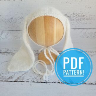 PDF! Bunny newborn knitting bonnet. Animal hat tutorial. Newborn props pattern