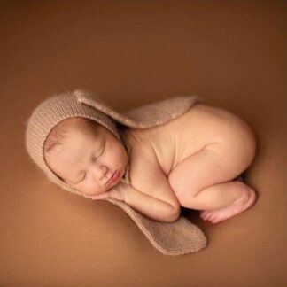 Knitted Bunny Bonnet: Newborn Photo Prop