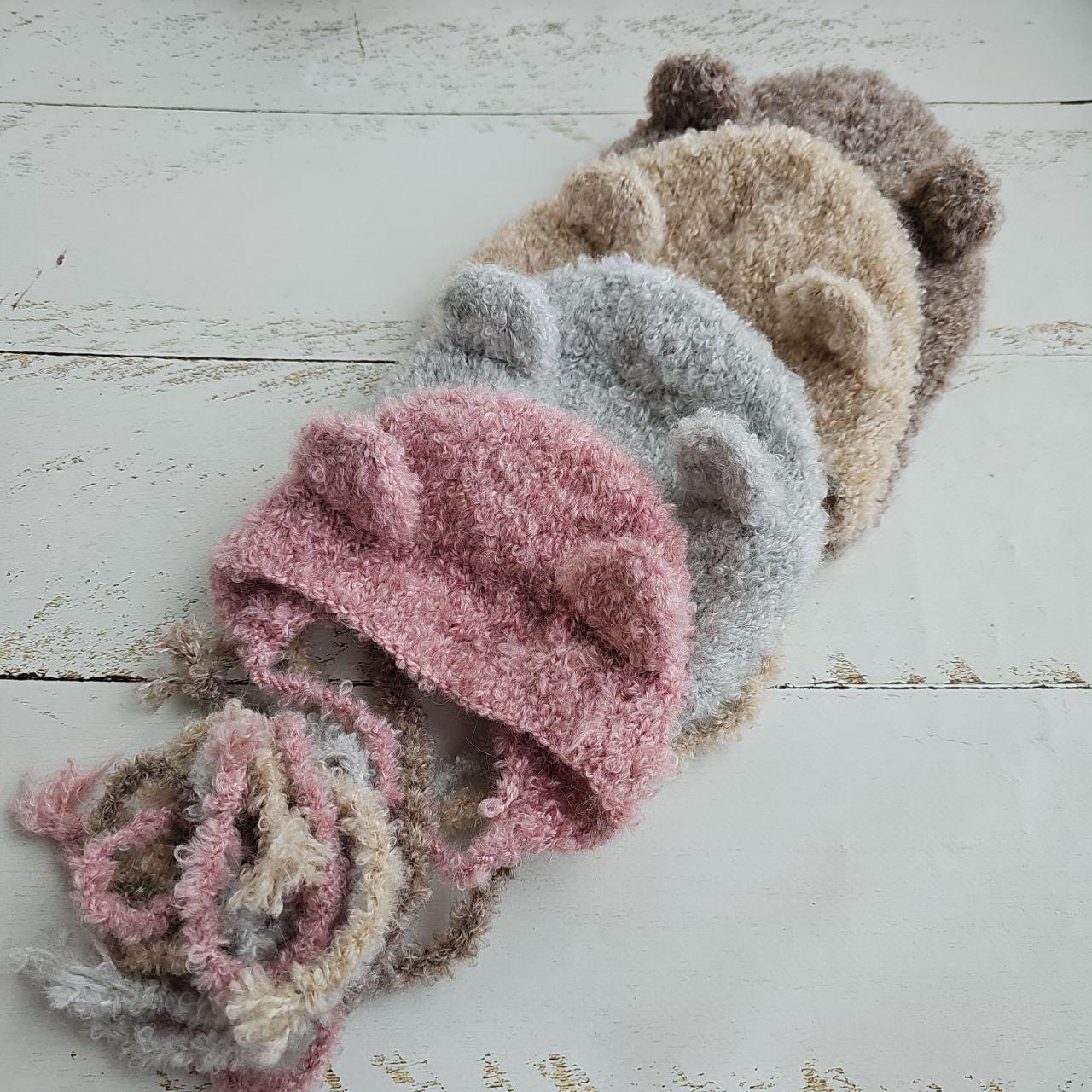 4 colors!!! Boucle Bear bonnet, romper, outfit/ Newborn photo props - Image 10