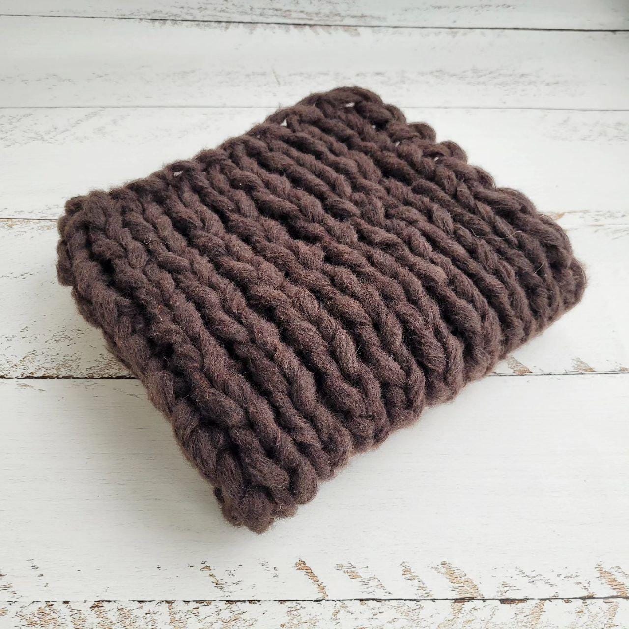 Dark Brown Newborn Knitted Wrap, Layer and Bonnet, girl photo props - Image 3